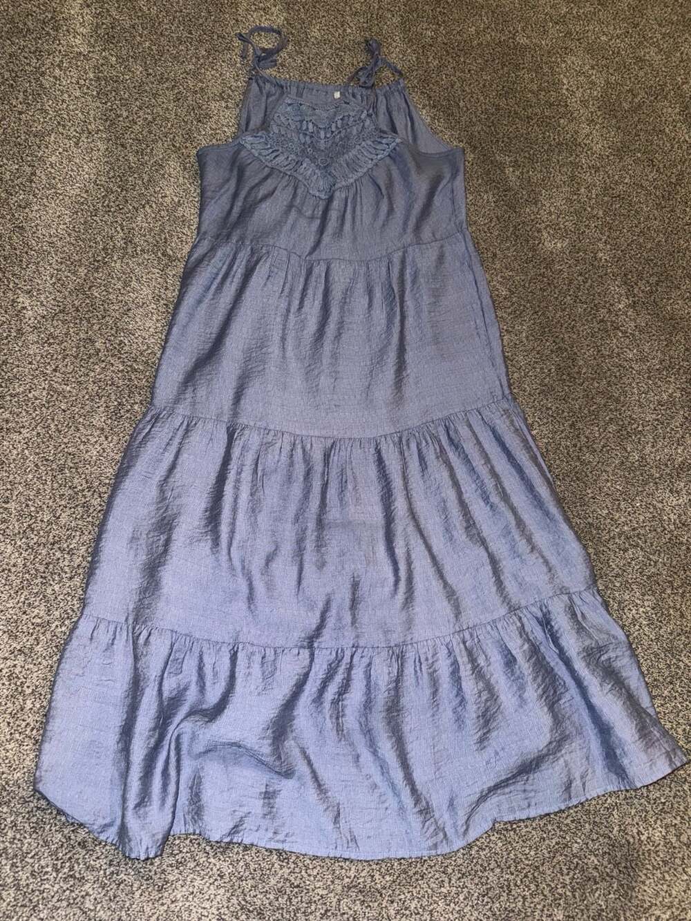 Hollister Blue Lace Tiered Maxi Dress